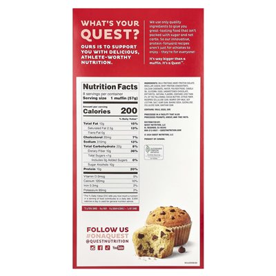 Quest Nutrition, Bake Shop Muffins, Chocolate Chip, 8 babeczek, 2,01 uncji (57 g)