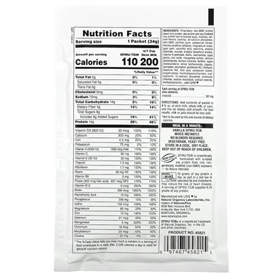 Naturesplus, Spiru-tein, mączka o wysokiej energii białkowej, wanilia, 8 pakietów, 1,2 uncji (34 g)