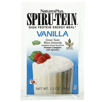 Naturesplus, Spiru-tein, mączka o wysokiej energii białkowej, wanilia, 8 pakietów, 1,2 uncji (34 g)