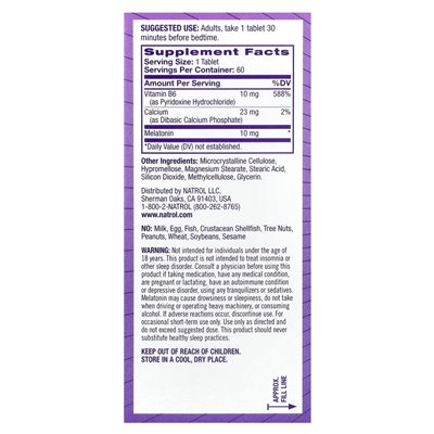 Natrol, Sleep Advanced, Melatonin, czas wydawania czasu, 10 mg, 60 tabletek