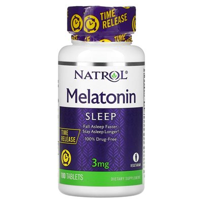 Natrol, melatonina, wydanie czasu, 3 mg, 100 tabletek