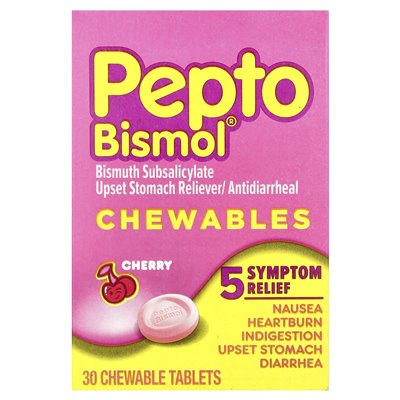 Pepto bismol, żuwa, wiśnia, 30 tabletek do żucia