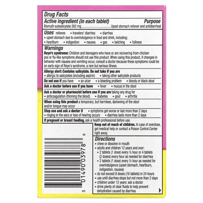 Pepto bismol, żuwa, wiśnia, 30 tabletek do żucia