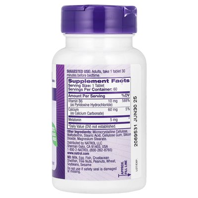 Natrol, melatonina, 5 mg, 60 tabletek