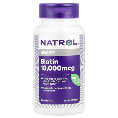 Natrol, biotyna, 10 000 mcg, 200 tabletek