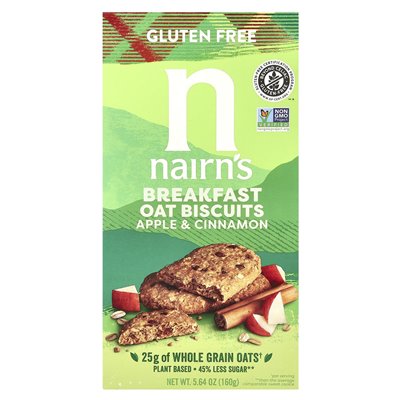 Nairn's, Breakfast Oat Biscuits, Apple &amp Cinnamon, 5,64 uncji (160 g)