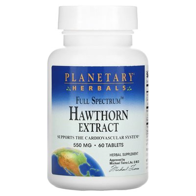 Planetary Herbale, Full Spectrum ™ Hawthorn Extrac, 550 mg, 60 tabletek