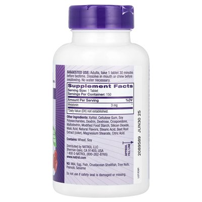 Natrol, Melatonina, Szybko Rozpuszczalna, Truskawkowa, 3 mg, 150 tabletek Natrol, Melatonina, Szybko Rozpuszczalna, Truskawkowa, 3 mg, 150 tabletek