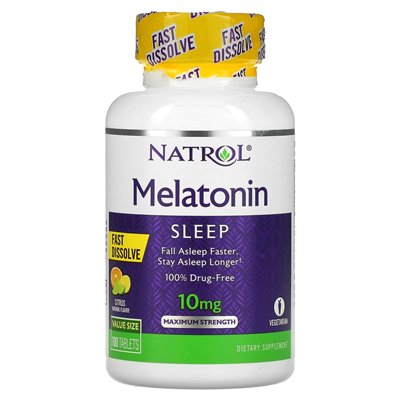 Natrol, melatonina, szybkie rozpuszczenie, maksymalna wytrzymałość, cytrus, 10 mg, 100 tabletek
