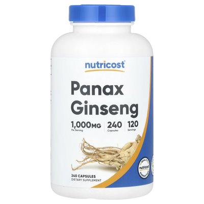 Nutricost, żeń -szeń Panax, 1000 mg, 240 kapsułek (500 mg na kapsułkę)