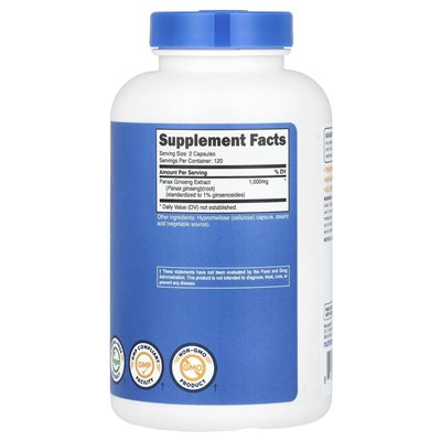 Nutricost, żeń -szeń Panax, 1000 mg, 240 kapsułek (500 mg na kapsułkę)