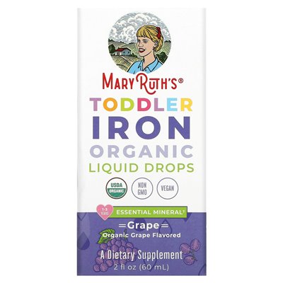 MaryRuth's, Toddler Iron Organic Liquid Drops, 1-3 Years, Grape, 2 fl oz (60 ml) MaryRuth's, Toddler Iron Organic Liquid Drops, 1-3 Years, Grape, 2 fl oz (60 ml)