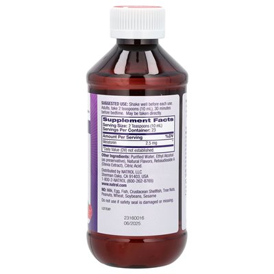 Natrol, płynna melatonina, sen, jagoda, 2,5 mg, 8 fl oz (237 ml)
