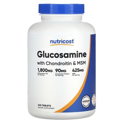 Nutricost, glukozamina z chondroitin i MSM, 240 tabletek