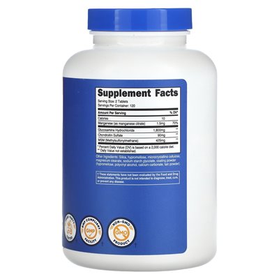 Nutricost, glukozamina z chondroitin i MSM, 240 tabletek