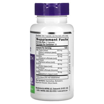 Natrol, Milk Thistle, 525 mg, 60 kapsułek (262,5 mg na kapsułkę)