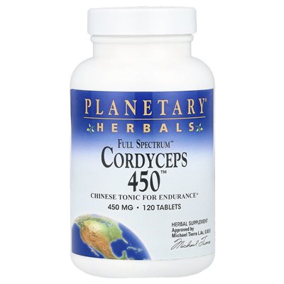 Planetary Herbals, Pełne spektrum Cordyceps 450, 450 mg, 120 tabletek (225 mg na tabletkę) Planetary Herbals, Pełne spektrum Cordyceps 450, 450 mg, 120 tabletek (225 mg na tabletkę)