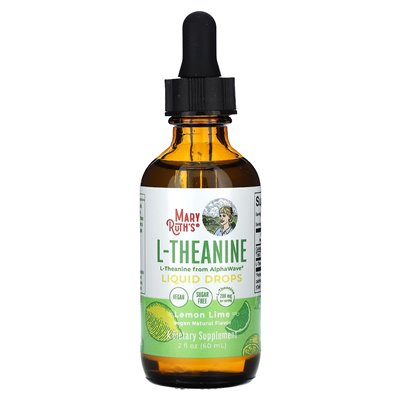 Maryruth's, L-theanine Liquid Drops, Lemon Lime, 200 mg, 2 fl oz (60 ml)