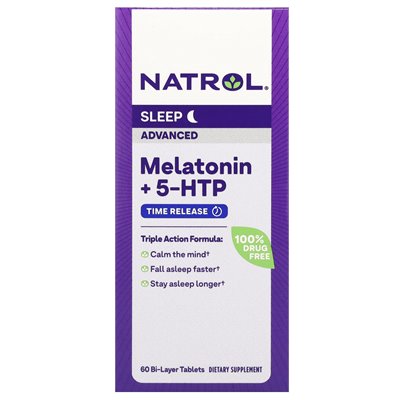 Natrol, Melatonin + 5-HTP, Schlafverbesserung, 60 Doppelschichttabletten