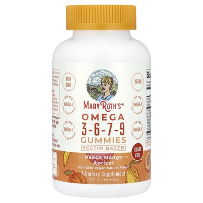 Maryruth's, Omega 3-6-7-9 Gummie, Peach Mango Morel, 120 Gummies Maryruth's, Omega 3-6-7-9 Gummie, Peach Mango Morel, 120 Gummies