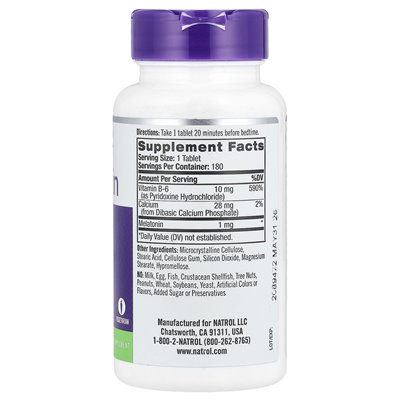 Natrol, melatonina, 1 mg, 180 tabletek