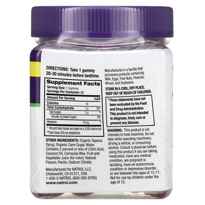 Natrol, Melatonin Max, Sleep, Blueberry, 10 mg, 80 gumzy