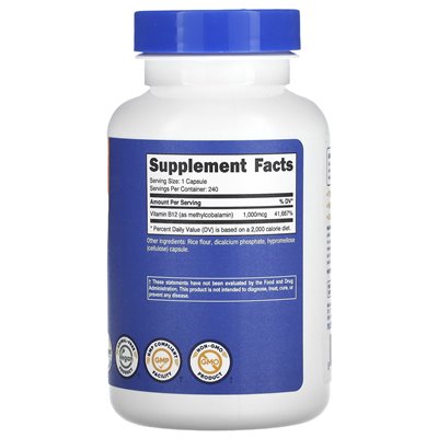 Nutricost, witamina B12, 1000 mcg, 240 kapsułek Nutricost, witamina B12, 1000 mcg, 240 kapsułek
