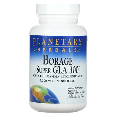 Zioły planetarne, Borage Super GLA 300, 1300 mg, 60 softgels Zioły planetarne, Borage Super GLA 300, 1300 mg, 60 softgels