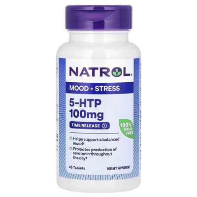 Natrol, 5-HTP, Uwalnianie stopniowe, Extra Mocne, 100 mg, 45 tabletek