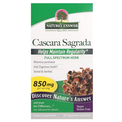 Odpowiedź natury, Cascara Sagrada, 850 mg, 90 kapsułek wegetariańskich (425 mg na kapsułkę)
