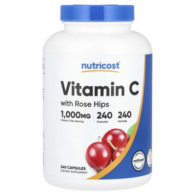 Nutę, witamina C z różowymi biodrami, 1000 mg, 240 kapsułek