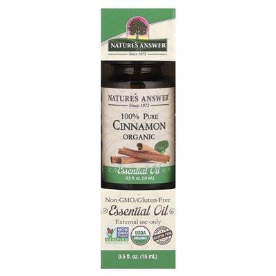 Nature's Answer, 100% Pure Organic Essential Oil, Cinnamon, 0.5 fl oz (15 ml) Nature's Answer, 100% Pure Organic Essential Oil, Cinnamon, 0.5 fl oz (15 ml)