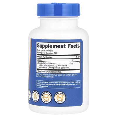 Nutricost, czosnek, 1000 mg, 240 softgels