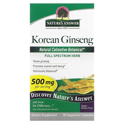 Nature's Answer, Koreanischer Ginseng, 500 mg, 50 vegetarische Kapseln