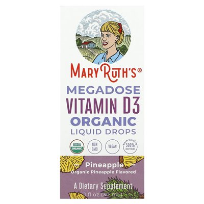 Maryruth's, Megadose Vitamin D3 Organic Liquid Drops, Pineapple, 1 fl oz (30 ml)