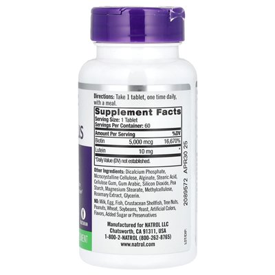 Natrol, Biotin Plus, dodatkowa siła, 5000 mcg, 60 tabletek