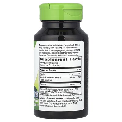 Nature's Way, Spiruina Microalgae, 100 wegańskich kapsułek