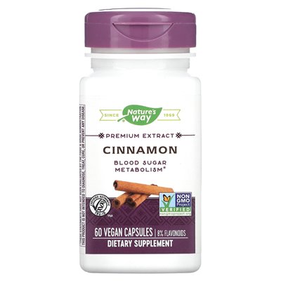 Nature's Way, cynamon, ekstrakt premium, 60 wegańskich kapsułek