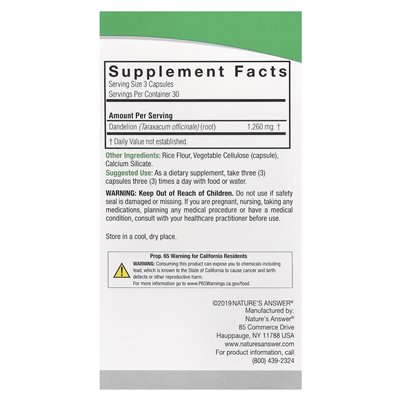 Nature's Answer, Dandelion, 1,260 mg, 90 Vegetarian Capsules (420 mg per capsule)