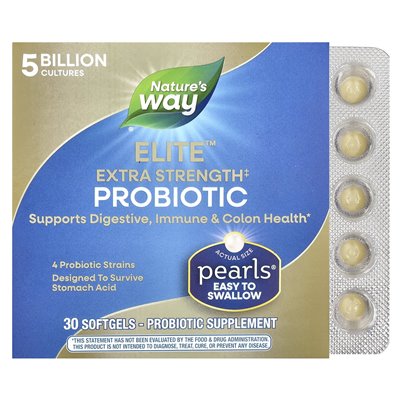 Nature's Way, Pearls® Elite ™ Extra Probiotic, 5 Billion CFU, 30 Softgels