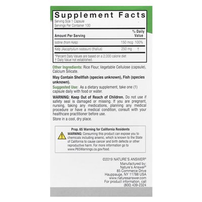 Nature's Answer, Kelp Thallus, 100 Vegetarian Capsules