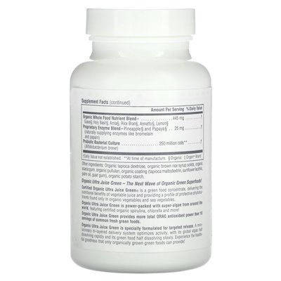 Naturesplus, Organic Ultra Juice Green, 90 organicznych tabletek z dwuwarstwowymi