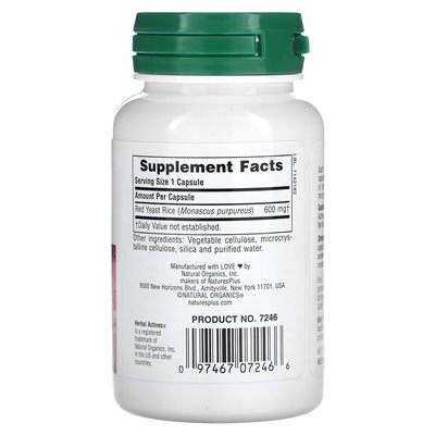Naturesplus, Herbal Actives, Rote Hefe, 600 mg, 60 vegane Kapseln