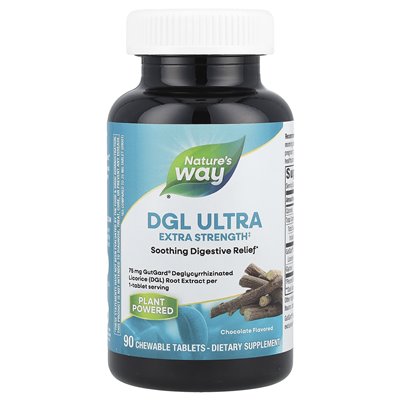 Nature's Way, DGL Ultra, dodatkowa siła, czekolada, 90 tabletek do żucia Nature's Way, DGL Ultra, dodatkowa siła, czekolada, 90 tabletek do żucia