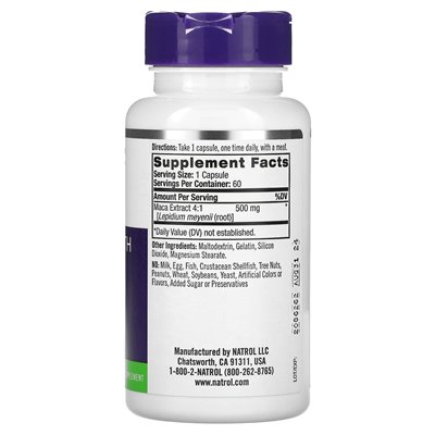 Natrol, Maca, 500 mg, 60 Kapsułek Natrol, Maca, 500 mg, 60 Kapsułek