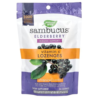 Nature's Way, Sambucus Erom Erom, Vitamin C-Lutschtabletten, Tropisch, 24 Soutanen