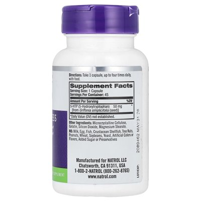 Natrol, 5-HTP, nastrój i stres, 50 mg, 45 kapsułek