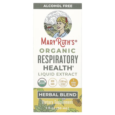 Maryruth's, organiczne wyciąg z płynnego zdrowia oddechowego, wolny od alkoholu, 1180 mg, 1 fl oz (30 ml)