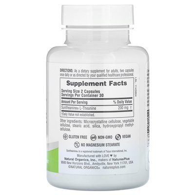 NaturesPlus, Pro, Suntheanine L-Theanine 200, 100 mg, 60 Capsules NaturesPlus, Pro, Suntheanine L-Theanine 200, 100 mg, 60 Capsules