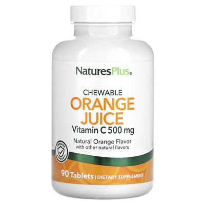 Naturesplus, sok pomarańczowy do żucia, witamina C, naturalna pomarańcza, 500 mg, 90 tabletek